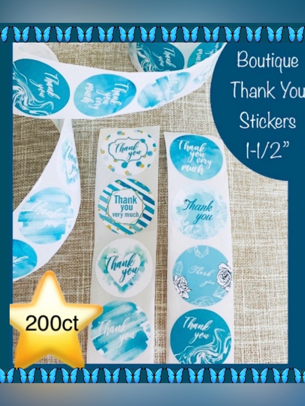 200 ~1.5” Thank You Boutique Stickers 🌟🆕🌟 2 For $24 (Bundle & Save)